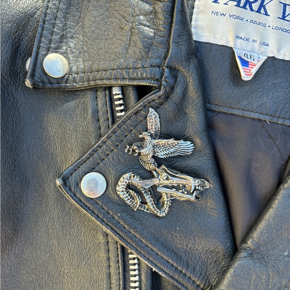 Vintage Hand-Painted Harley Davidson Panther Biker Leather Jacket Unisex Size 46 - Picture 4 of 4